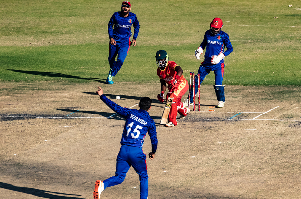 Afghanistan leg-spinner Noor Ahmed bowled amazing delivery and got Sikandar Raza clean bowled.