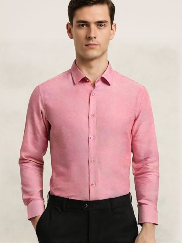Men’s Classic Solid Pink Dress Shirt - Black