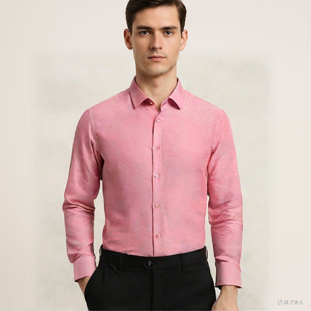 Men’s Classic Solid Pink Dress Shirt