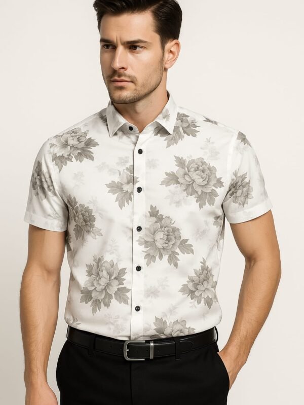 Elegant Monochrome Floral Shirt for Men