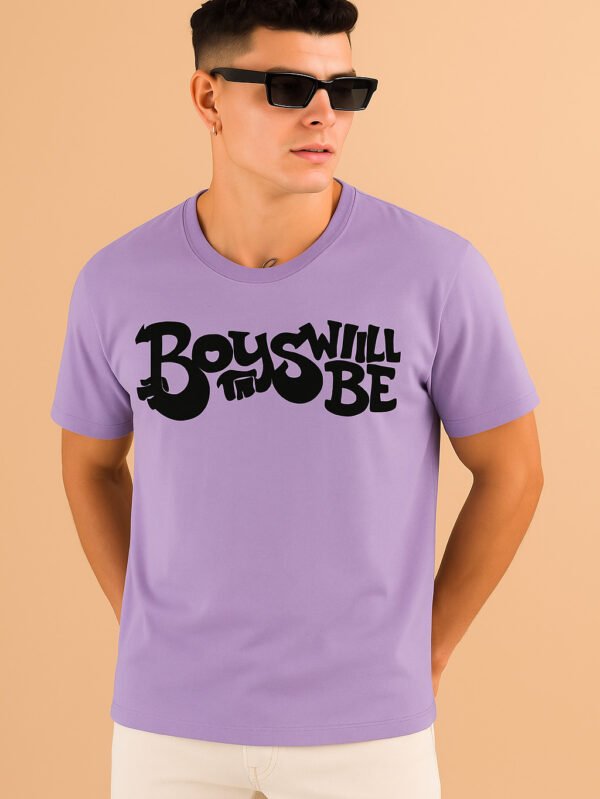 Retro Street Vibes Boys Will Be Boys Graphic Tee - Light Purple