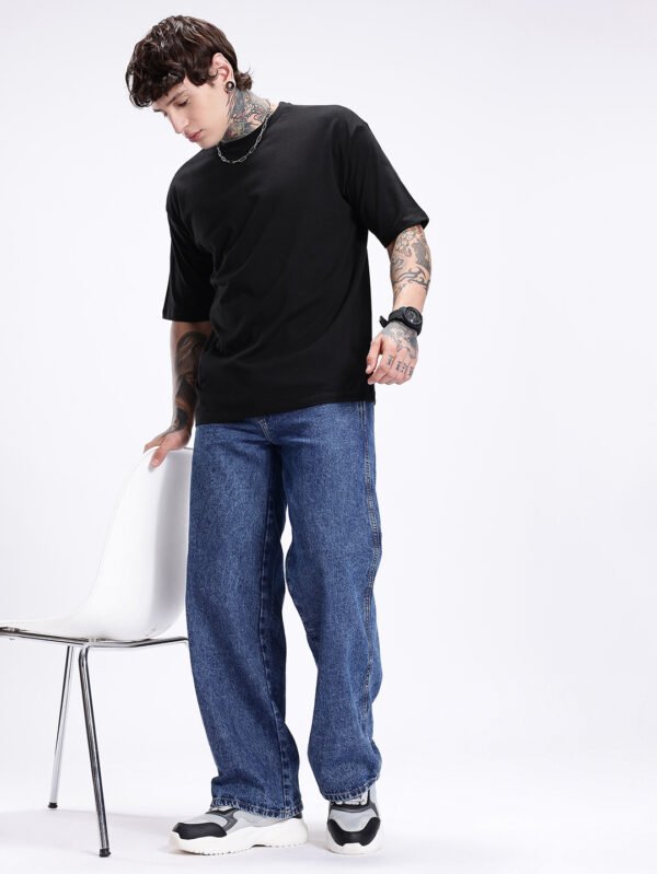 Men’s Oversized Graphic T-Shirt – Bold Back Print Streetwear Tee - L, Black